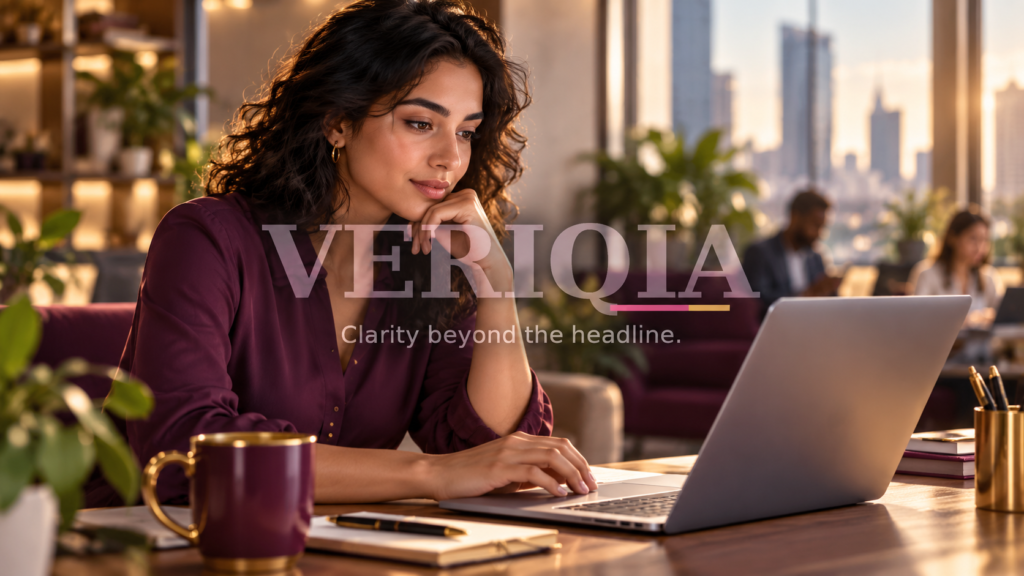 What Are Ghost Jobs and How Do I Avoid Them? Editorial illustration with centered VERIQIA watermark.