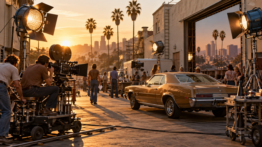 Illustrative 1970s Hollywood film set