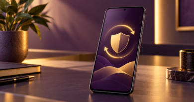 Illustration of a smartphone with a security update shield