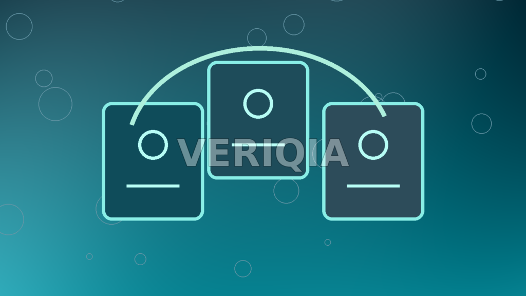 Connected digital identity card, payment symbols and secure data links over an illuminated city