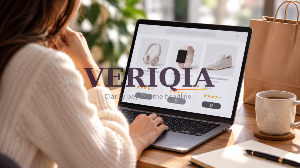 Shopper comparing product options on a laptop