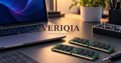 Laptop beside computer memory modules