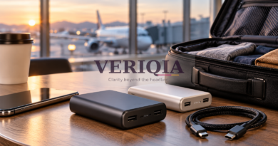 Two portable power banks beside an open cabin bag