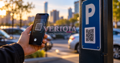 Illustration of a phone inspecting a QR code on a parking sign