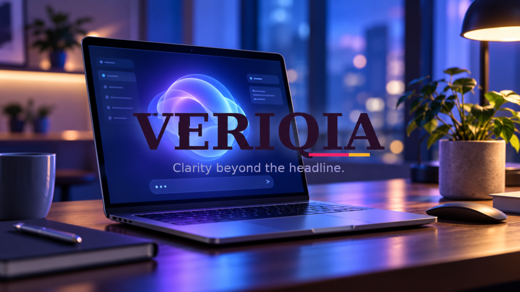 Gemini for Windows on a desktop laptop with centered VERIQIA watermark