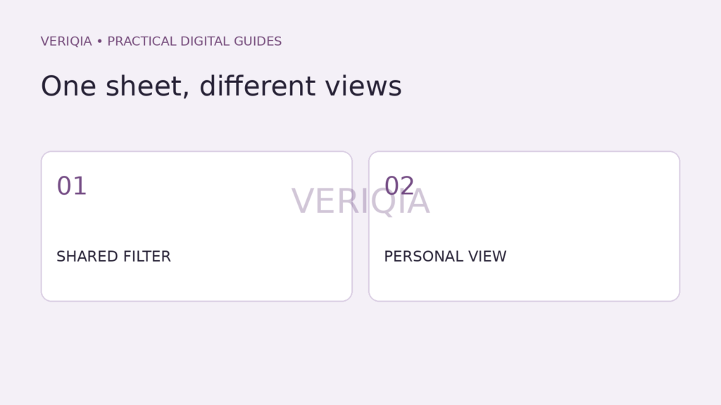 Original diagram illustrating one sheet, different views: shared filter, personal view