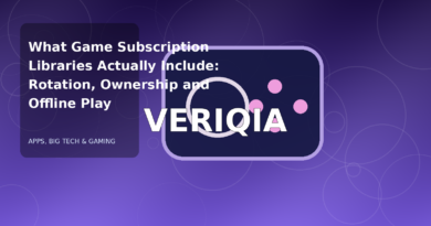 Original editorial illustration illustrating game subscription library explained, with VERIQIA watermark