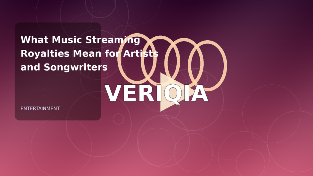 Original editorial illustration illustrating music streaming royalties explained, with VERIQIA watermark