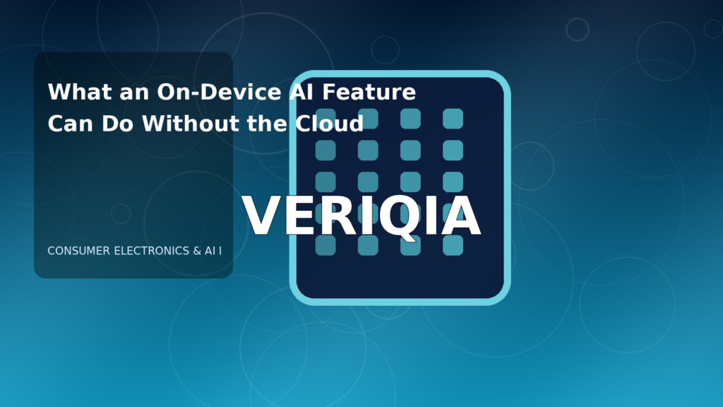 Original editorial illustration illustrating on device AI vs cloud AI, with VERIQIA watermark