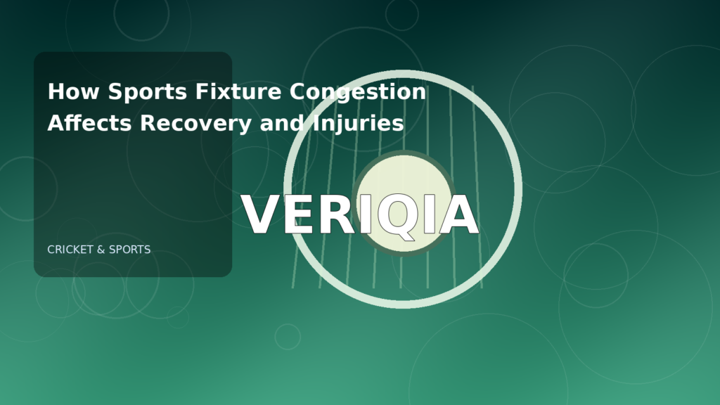 Original editorial illustration illustrating sports fixture congestion recovery, with VERIQIA watermark