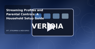 Original editorial illustration illustrating streaming parental controls, with VERIQIA watermark