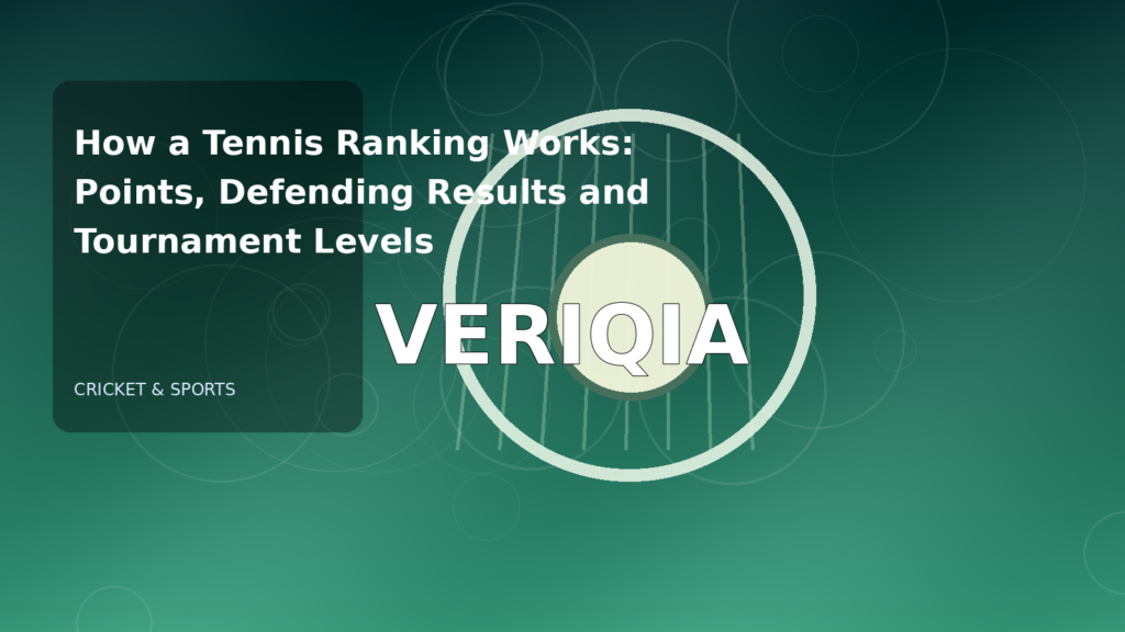 Original editorial illustration illustrating tennis ranking points explained, with VERIQIA watermark