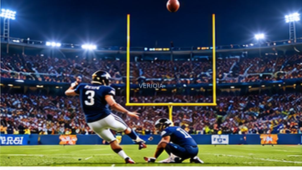 Editorial illustration of college American football, with VERIQIA watermark at the center.