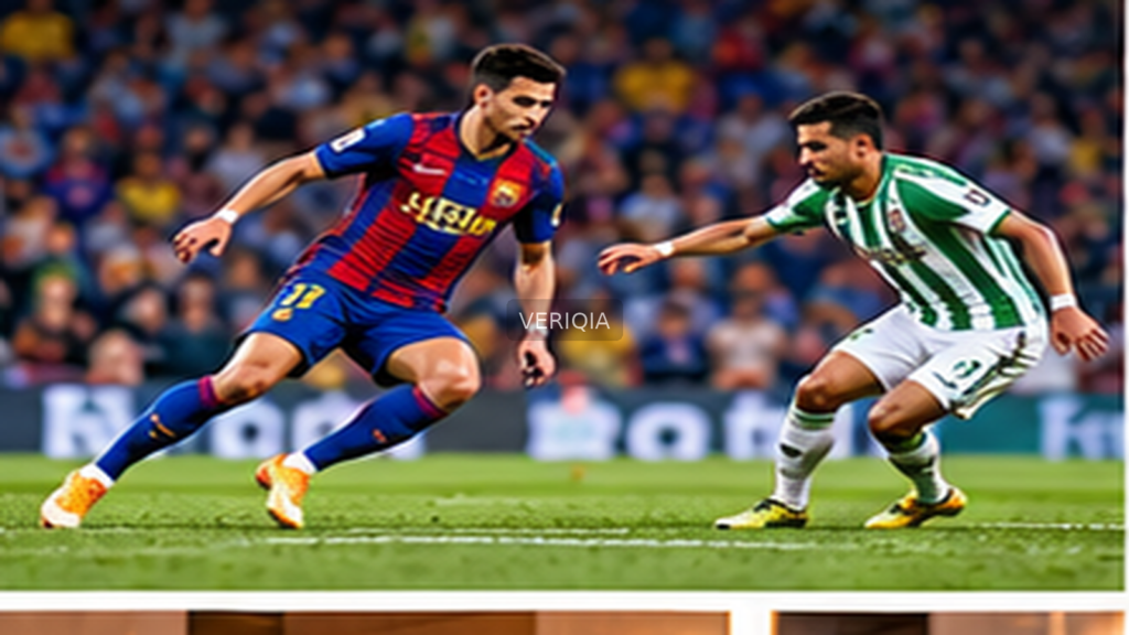 Editorial illustration of Spanish football, with VERIQIA watermark at the center.