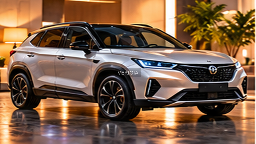 Editorial illustration of hybrid sport-utility vehicles, with VERIQIA watermark at the center.