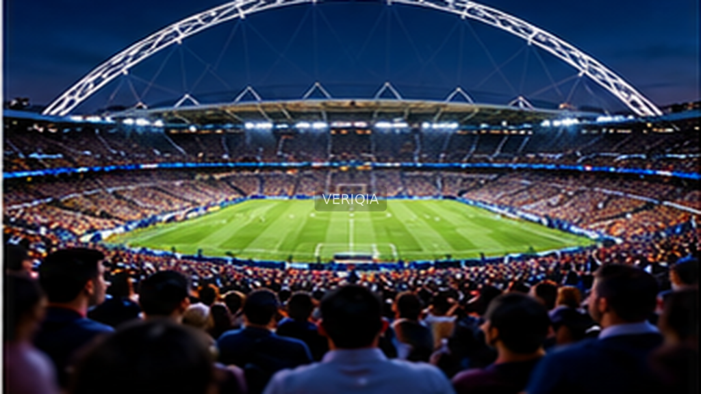 Editorial illustration of English club football, with VERIQIA watermark at the center.