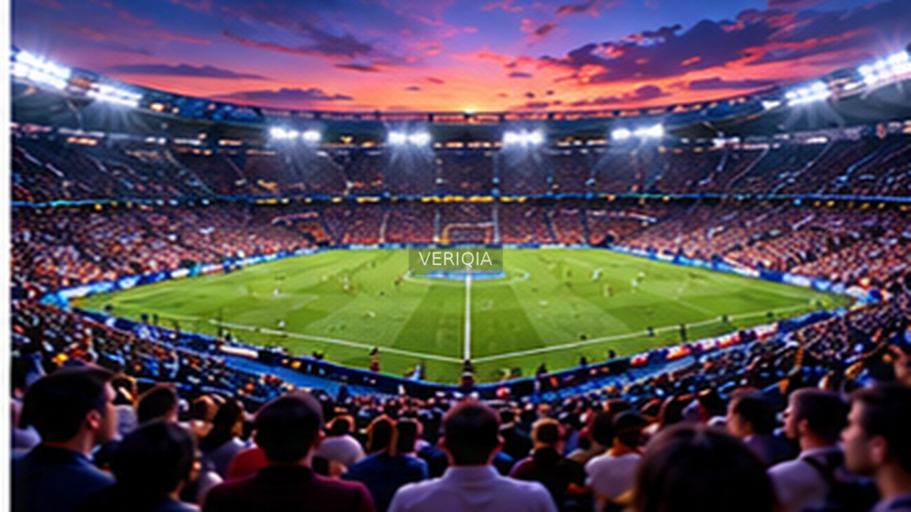 Editorial illustration of German club football, with VERIQIA watermark at the center.