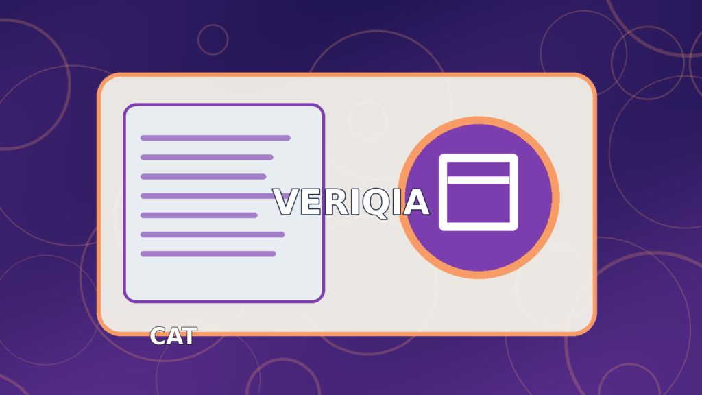 Original illustrated management entrance examination result guide with business skyline and analytical charts, VERIQIA editorial graphic