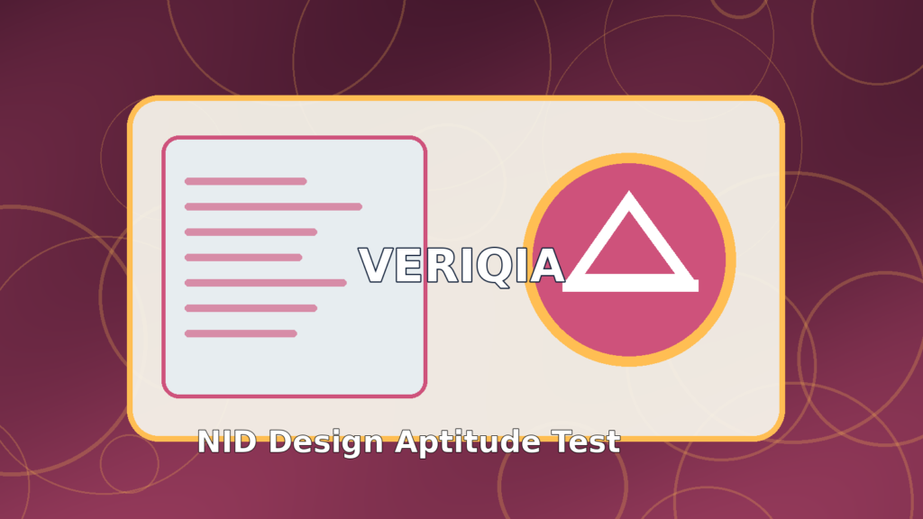 Original illustrated design entrance examination result guide with drawing board, colored pencils and design sketches, VERIQIA editorial graphic