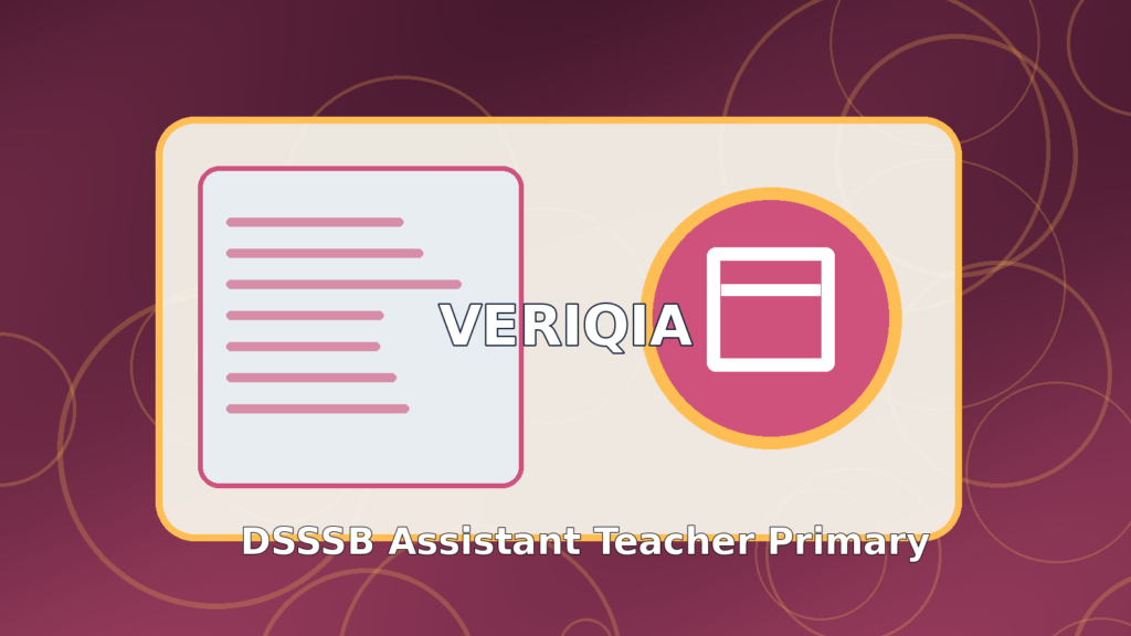 Original illustrated teaching eligibility examination result guide with colorful classroom, globe and teaching desk, VERIQIA editorial graphic