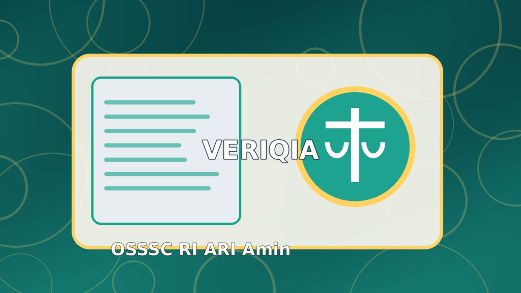 Original illustrated state recruitment examination result guide with state administrative office and exam desks, VERIQIA editorial graphic