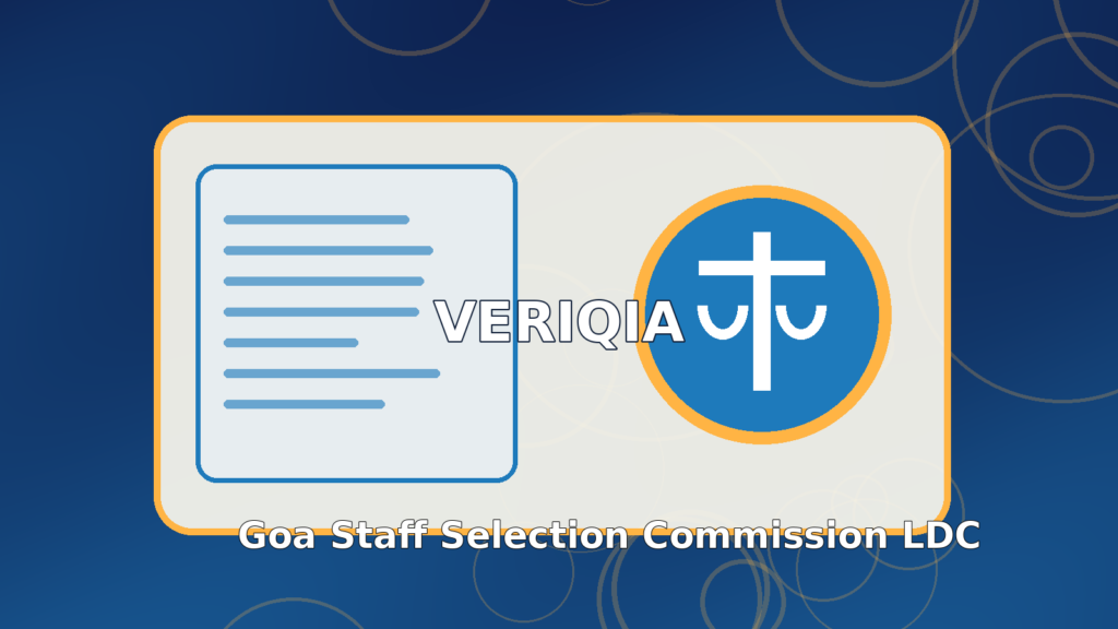 Original illustrated state recruitment examination result guide with state administrative office and exam desks, VERIQIA editorial graphic