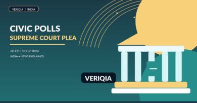 Conceptual illustration of a court building beside municipal ballot forms and a filing desk; no actual hearing depicted
