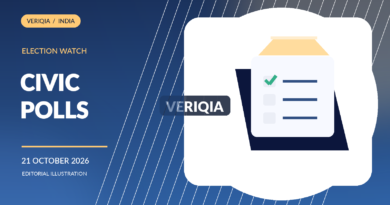 Conceptual editorial illustration of a ballot paper and courthouse with a protective shield; not a photograph of Andhra Pradesh election proceedings.