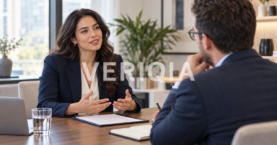 Candidate discussing salary expectations with an interviewer at an office table