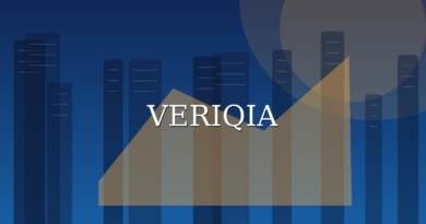 Original conceptual editorial illustration about revenue growth vs profitability, with a centered VERIQIA watermark